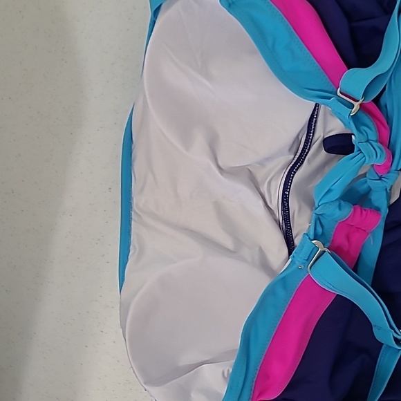 EoMenie Navy Blue with Pink & Teal Swimsuit size XL - Picture 4 of 6